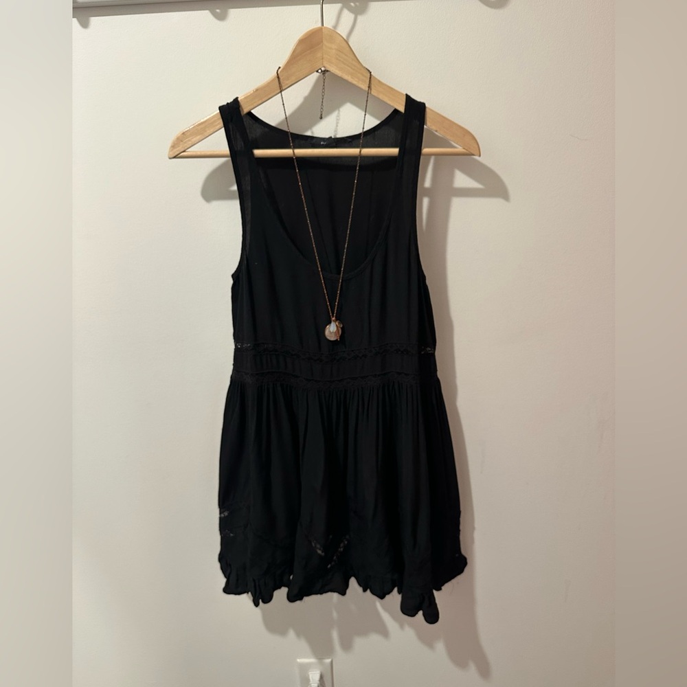 Olivaceous Black Tunic Dress Top